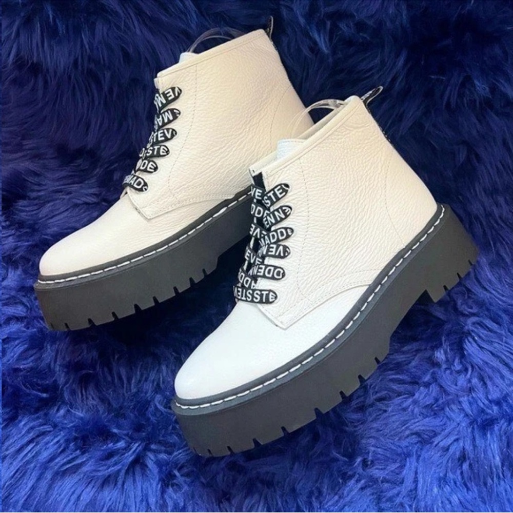 New! STEVE MADDEN “Vlais” Chunky Leather Platform Combat Boots - Picture 9 of 12